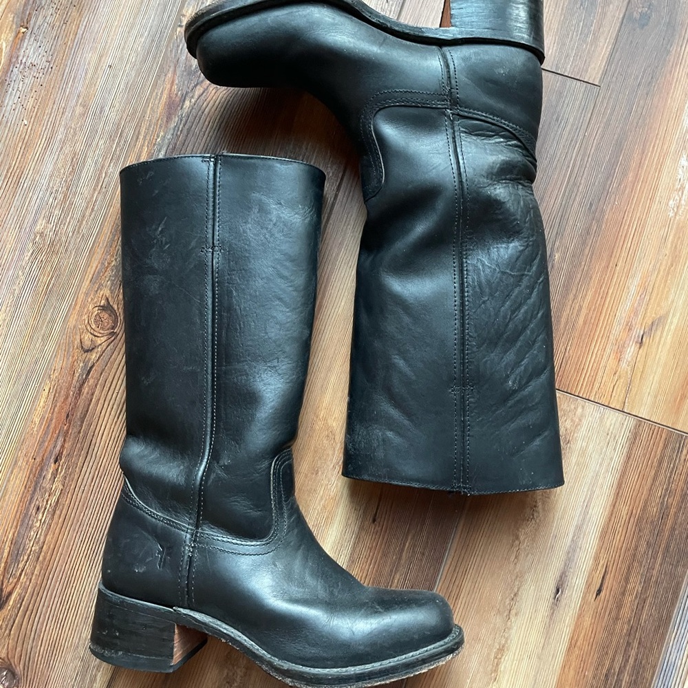 Frye Womens 9 B Veronica Slouch Tall Black Harness Riding Boots 77050.